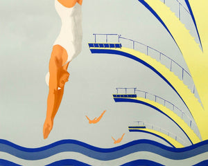 Vintage Art Deco Poster "Diving Girl" - Mabon Gallery