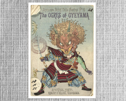 Vintage Book Cover Illustration "The Ogres of Oyeyama" (c.1891) - Mabon Gallery