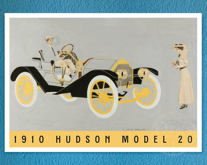 Vintage Car Advertisement "Hudson Model 20" by Coles Phillips (c.1910) - Mabon Gallery