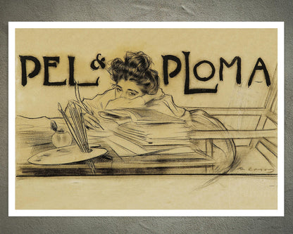 Vintage Catalan Magazine Illustration "Pèl & Ploma" (c.1899) by Ramón Casas - Mabon Gallery