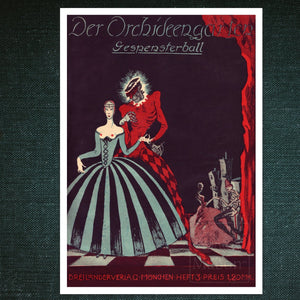 Vintage Illustration "Gespensterball / The Ghost Ball)" from Der Orchideengarten (c.1920) - Mabon Gallery