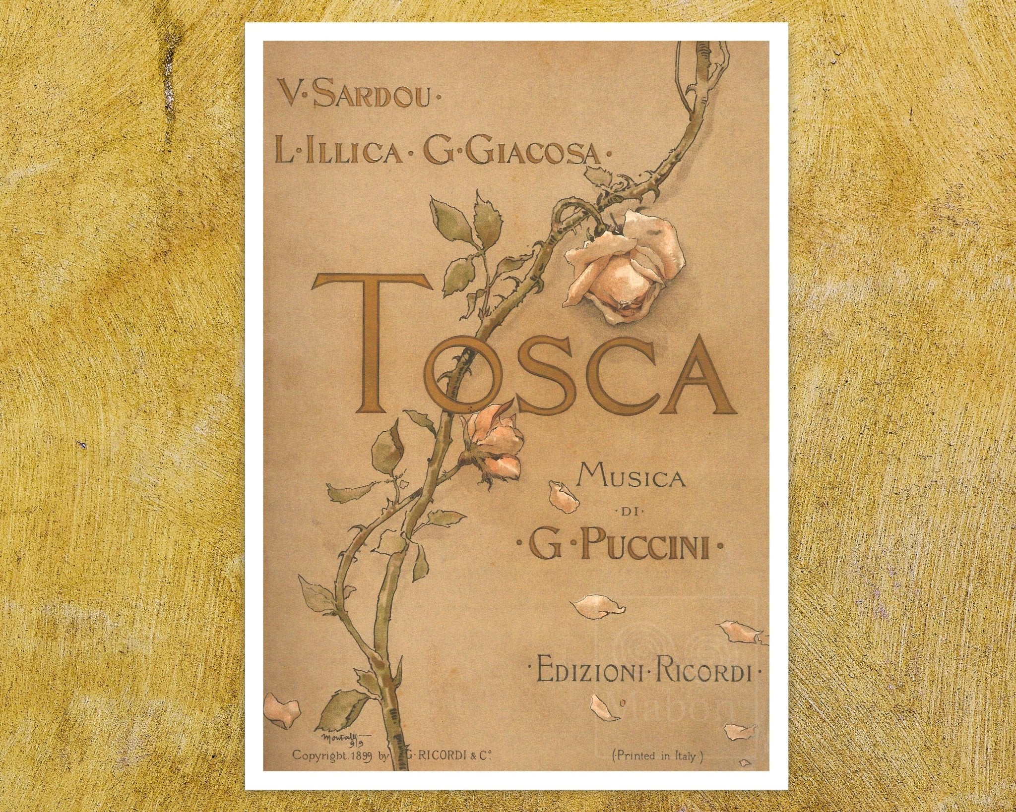 Italian Opera Script Vintage Libretto Cover Tosca Puccini Opera - Fine Art Print – Mabon Gallery