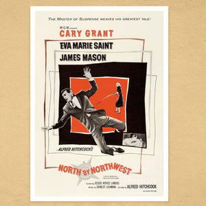 Vintage Movie Poster "North by Northwest" (1958) Alfred Hitchcock - Mabon Gallery