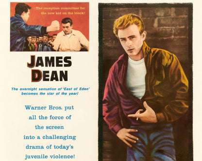 Vintage Movie Poster "Rebel Without a Cause" (c.1955) James Dean, Natalie Wood - Mabon Gallery
