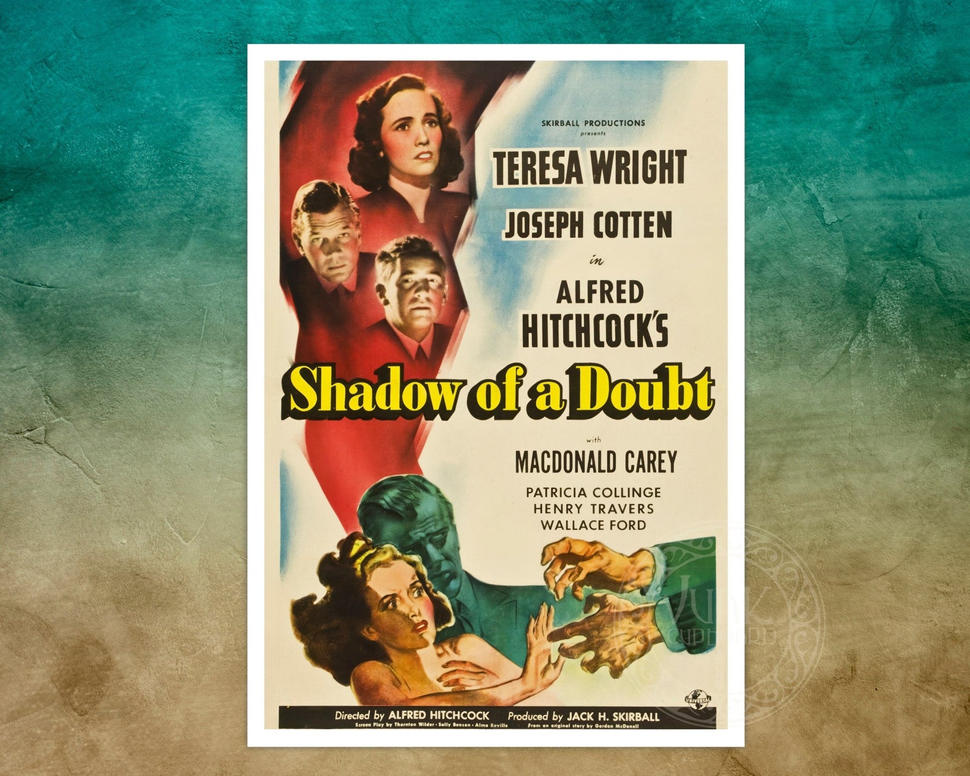 Vintage Movie Poster "Shadow of a Doubt" (1943) Alfred Hitchcock - Mabon Gallery