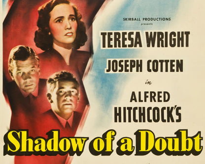 Vintage Movie Poster "Shadow of a Doubt" (1943) Alfred Hitchcock - Mabon Gallery