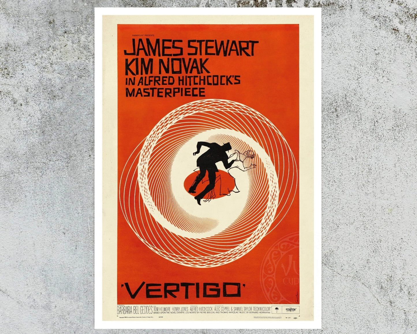 Vintage Movie Poster "Vertigo" (1958) Alfred Hitchcock - Mabon Gallery