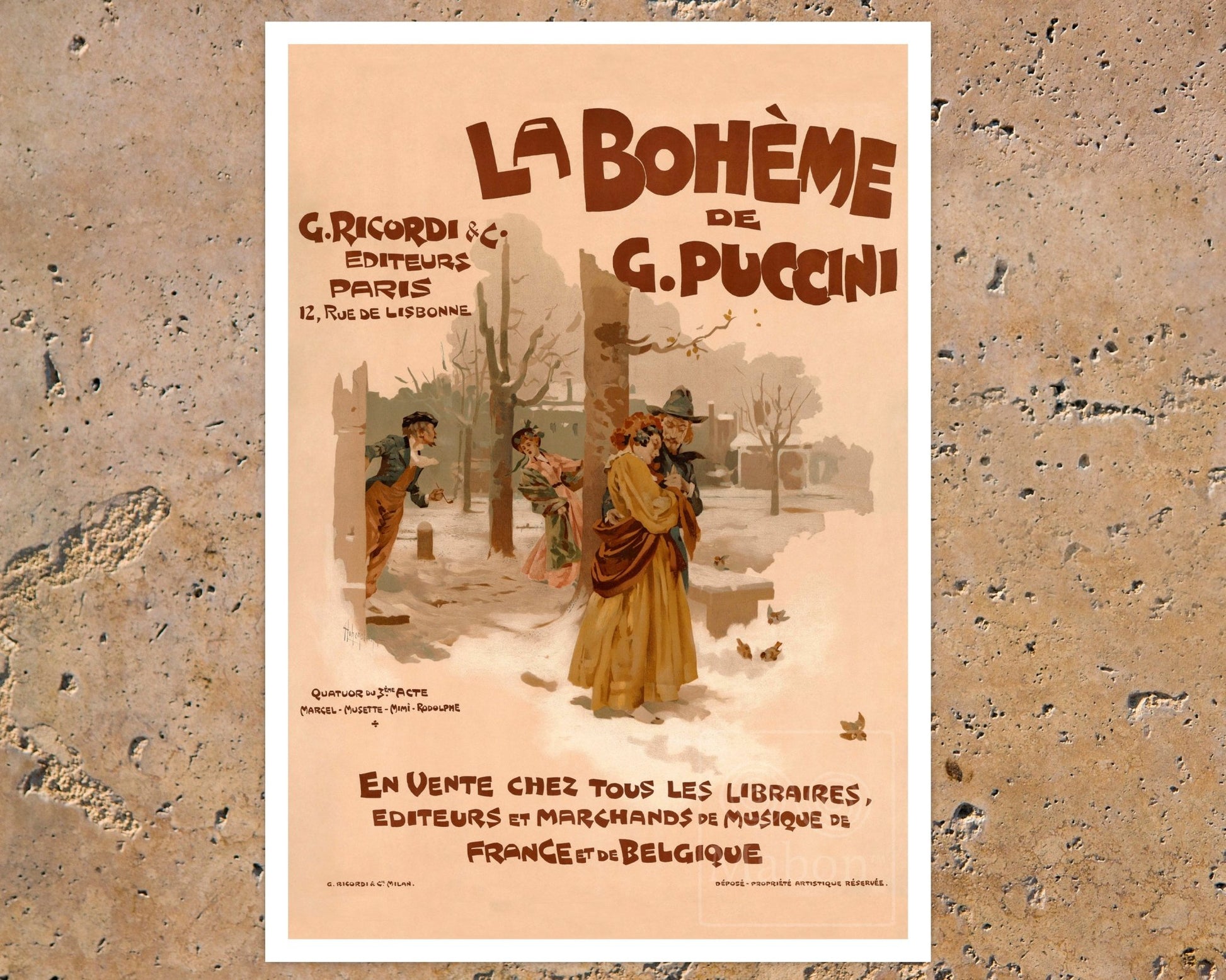 Vintage Opera Poster " La Bohème" (c.1895) Adolfo Hohenstein - Mabon Gallery