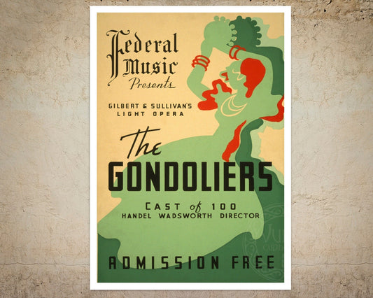 Vintage Opera Poster "The Gondoliers" (c.1936) Gilbert & Sullivan - Mabon Gallery