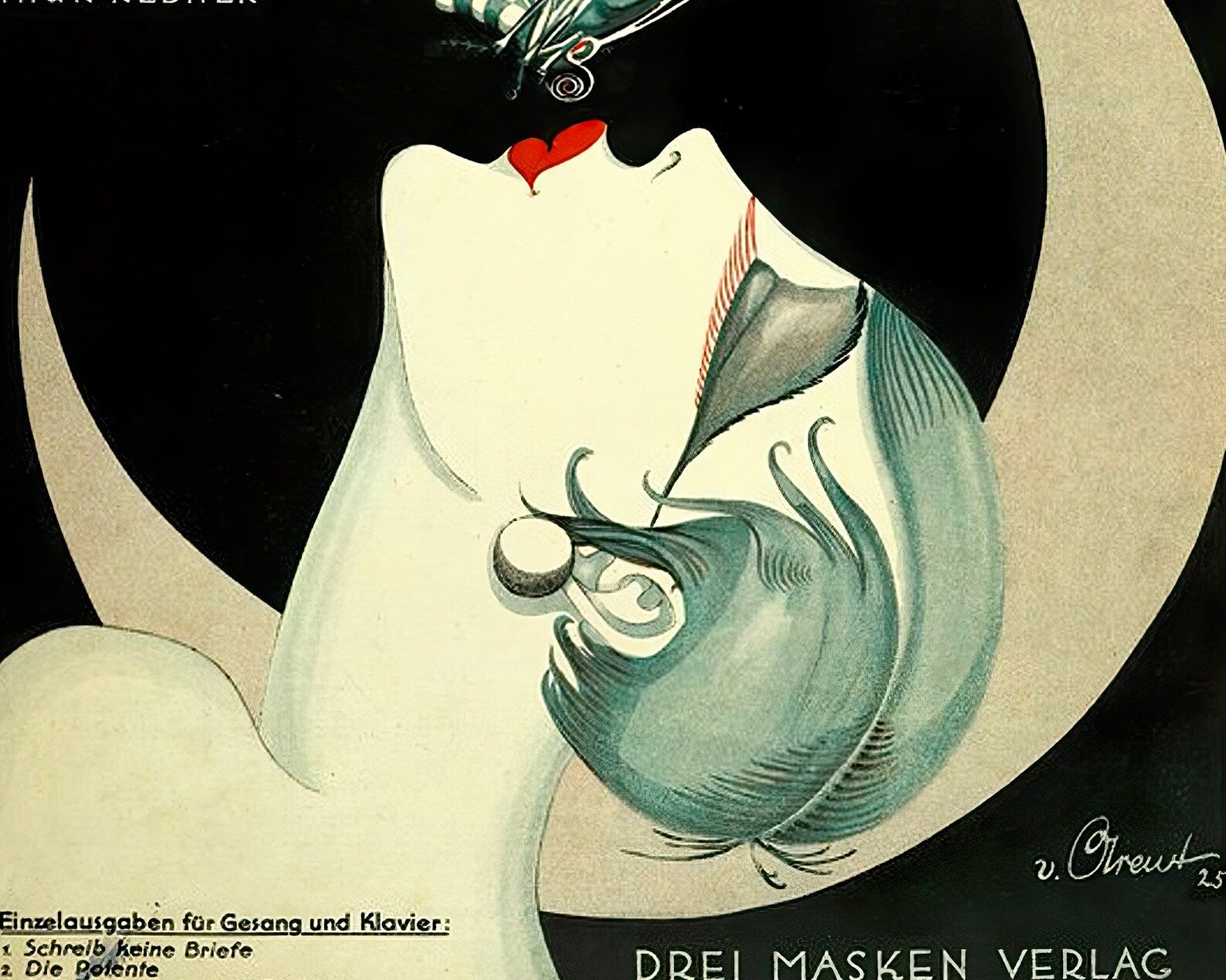 Vintage Sheet Music Cover "Die Nacht der Nächte" (c.1925) Art Deco - Mabon Gallery