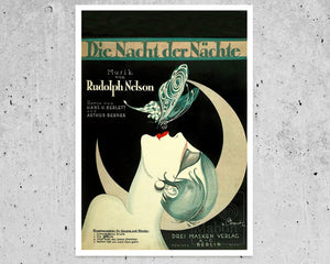 Vintage Sheet Music Cover "Die Nacht der Nächte" (c.1925) Art Deco - Mabon Gallery