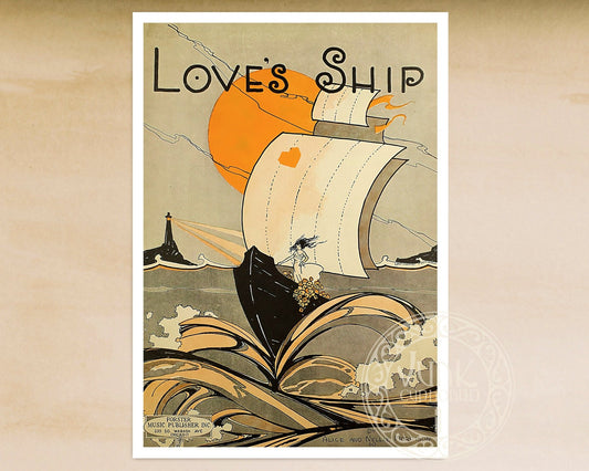 Vintage Sheet Music Cover "Loves Ship" (c.1920) - Mabon Gallery