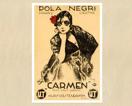 Vintage Silent Film Poster "Carmen" (1918) Pola Negri - Mabon Gallery