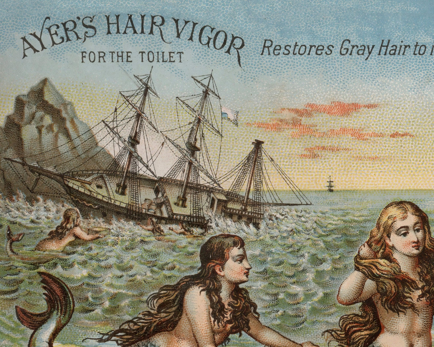 Vintage Trade Postcard "Ayres Hair Vigour" (c.1896) - Mabon Gallery