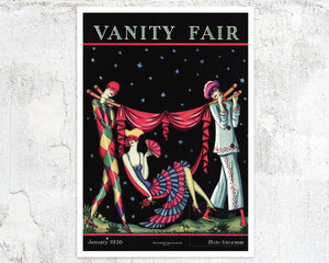 Vintage Vanity Fair Magazine Cover "Harlequin, Pierrot & Columbine: January 1926" S.W Reynolds - Mabon Gallery