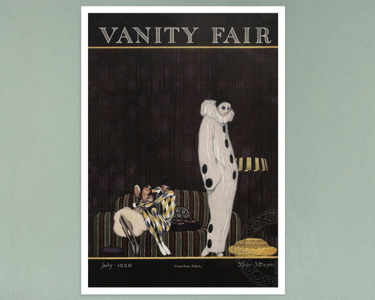 Vintage Vanity Fair Magazine Cover "Pierrot, Harlequin and Columbine, July 1920" - Mabon Gallery