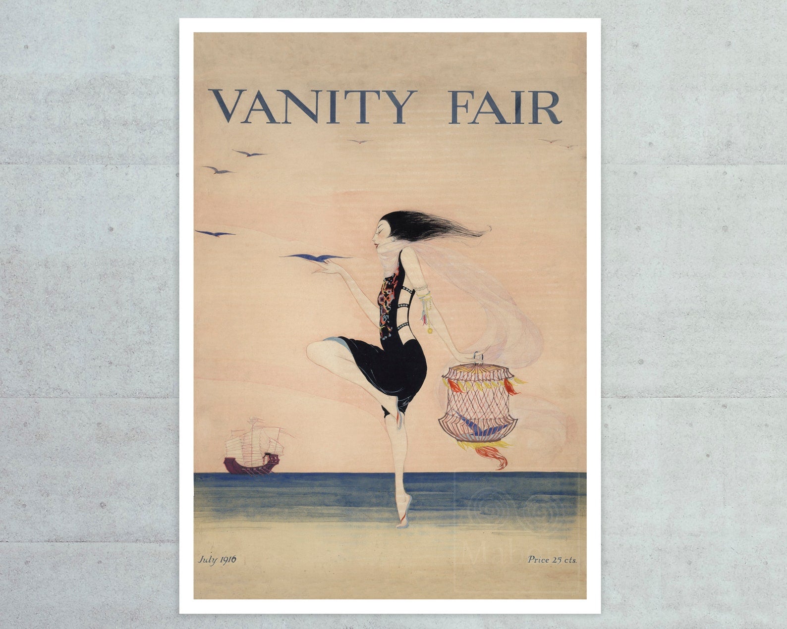 Vintage Vanity Fair Magazine Cover "The Sea - July 1916" Rita Senger - Mabon Gallery