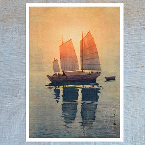 Yoshida Hiroshi "Sailboats, Morning" (c.1926) - Mabon Gallery