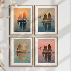 Yoshida Hiroshi "Sailboats: The Seto Inland Sea Series" - Set of 4 Prints - Mabon Gallery